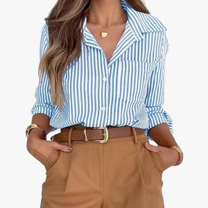 Amazon Blue Striped Women's Top